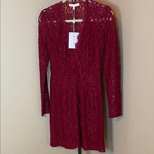 Wayf Burgundy Lace Dress
